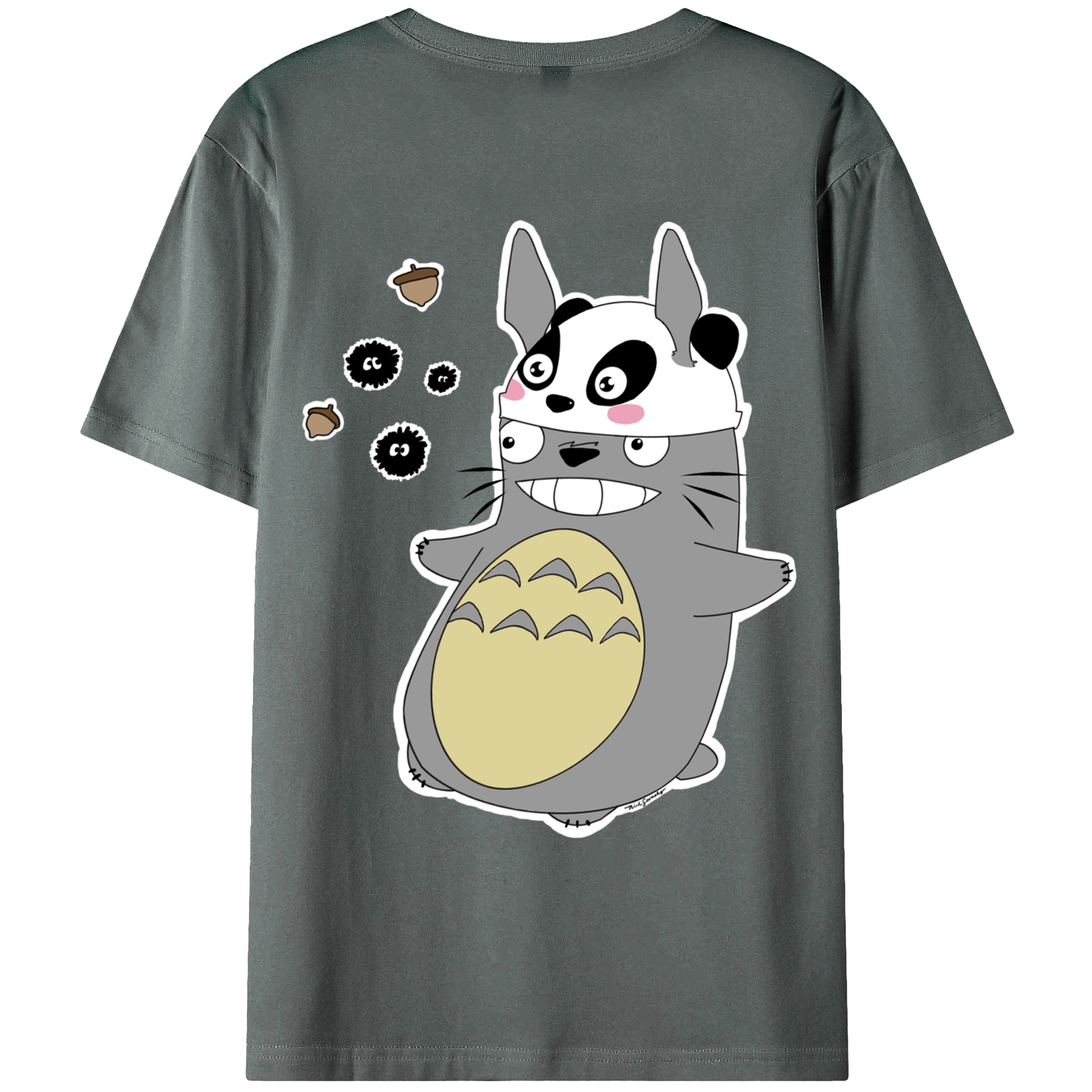（画像用） となりのトトロ 草壁メイ 草壁サツキ My Neighbor Totoro Satsuki Kusakabe Mei Kusakabe 綿100％ メンズ半袖Tシャツ（バックプリント） 通気性